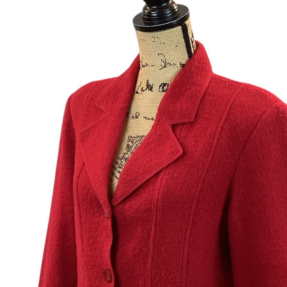 Revue 100% Wool Three Button Blazer Red - image 5